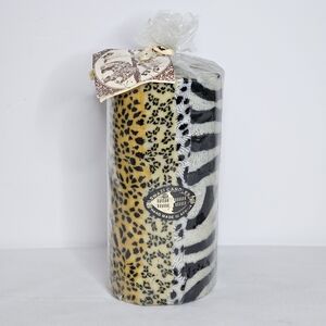 Swazi Pillar Candle Handmade in Africa Zebra Print 6" Decorative Cottage Core